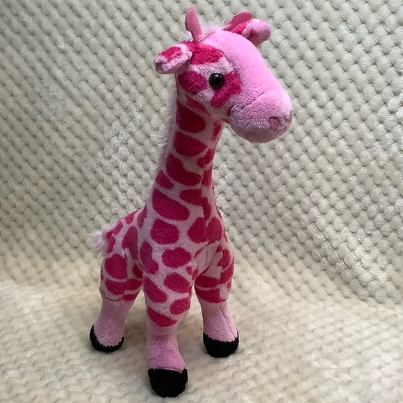 Adventure Planet Pink Plush Giraffe Stuffed Animal Toy Wired Legs - Picture 3 of 13